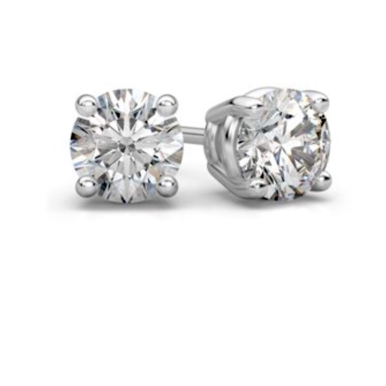 10k White Gold 4 Ct Round Created White Sapphire Stud Earrings
